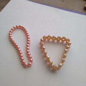 Pink- and peach- simulated pearls 3-inch costume bracelets
